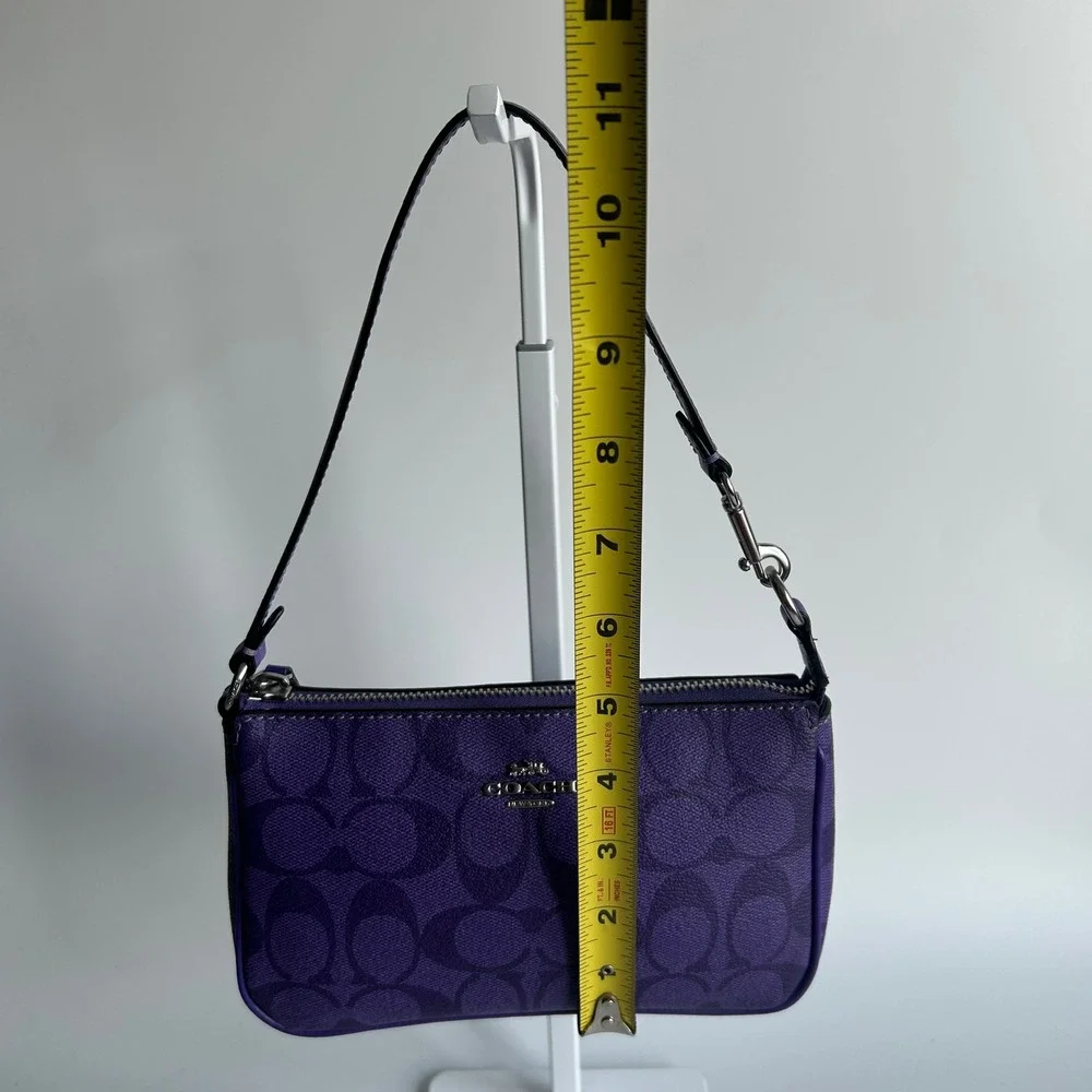 Coach Nolita 19 Purple Signature Canvas Wristlet Handbag C3308